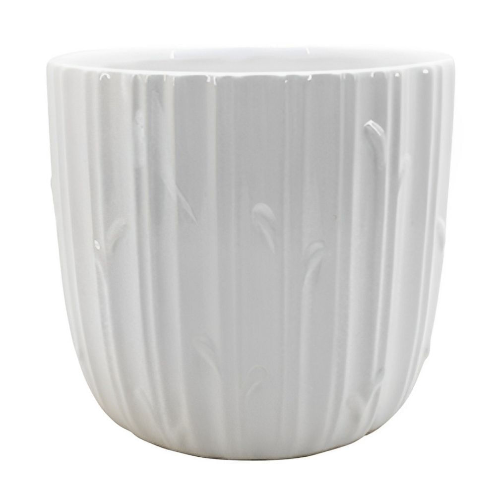 Maceta Decorativa Cerámica Blanca Orange