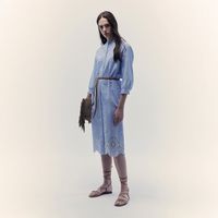 Vestido Mujer Sfera Chambre Bordado Azul