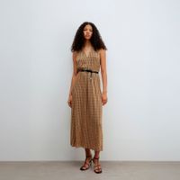 Vestido Mujer Sfera Estructura Pico Marrón