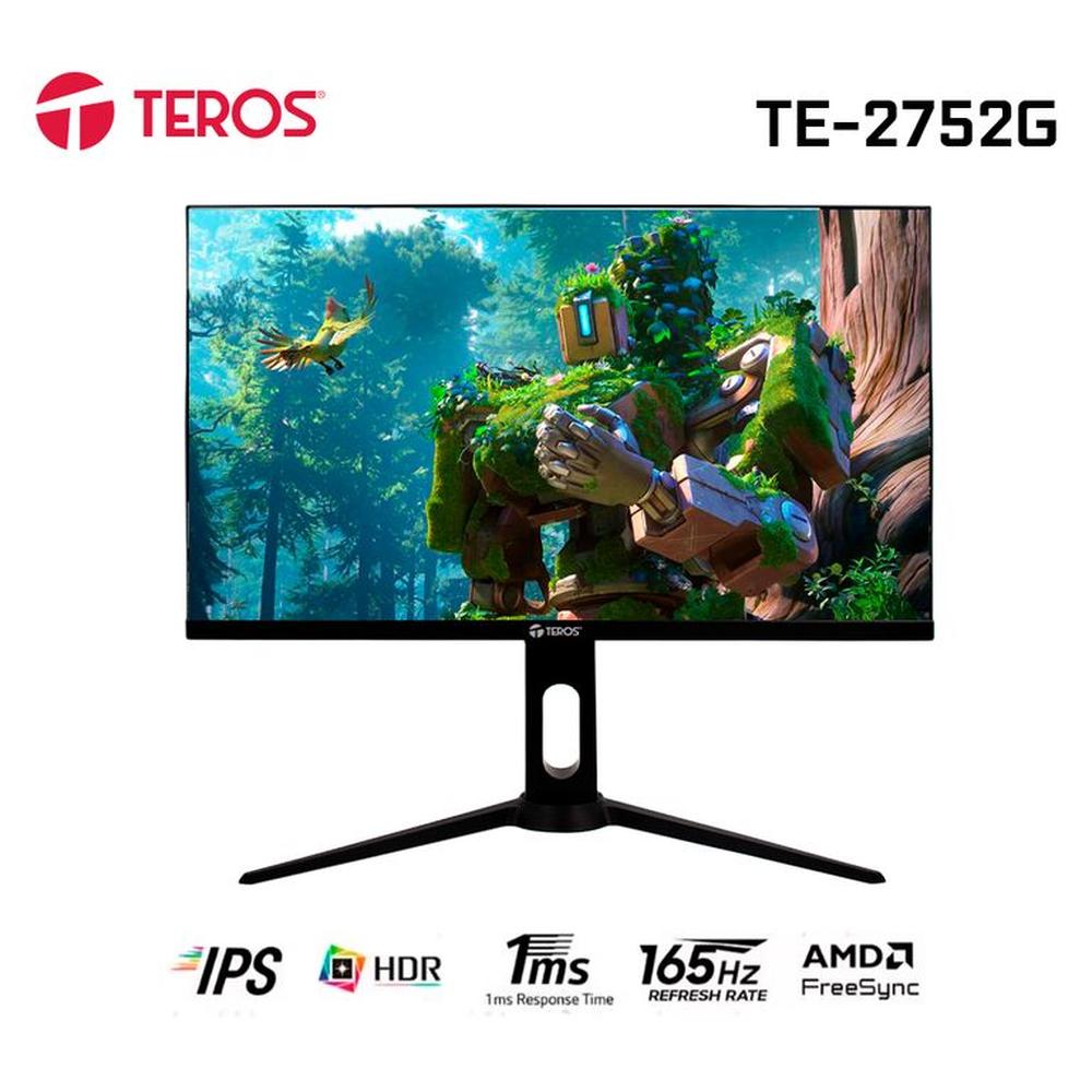 Monitor plano Gaming TEROS TE-2752G, 27""FHD IPS, 165Hz, 1 ms, HDMI, DP