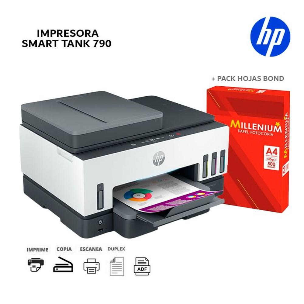 Multifuncional HP Smart Tank 790 Color,Wi-Fi,Dúplex, ADF+Papel Bond A4