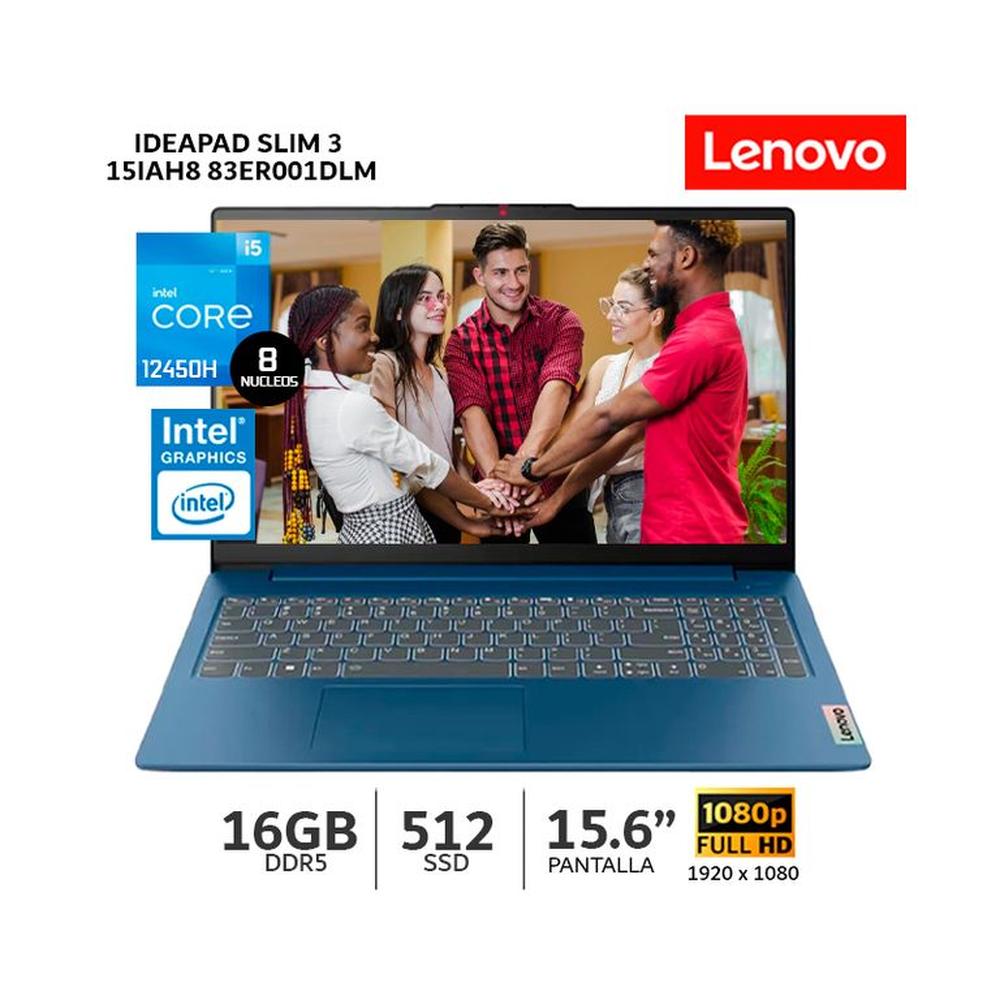 Laptop Lenovo IdeaPad Slim 3 Intel Core i5 12vaGen 16GB RAM 512GB SSD 15.6 FHD Wind 83ER001DLM