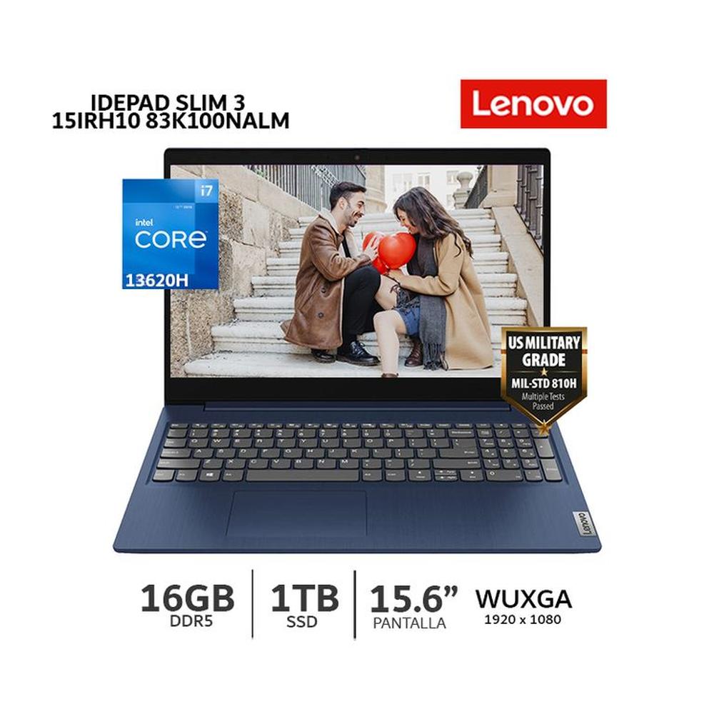 Laptop Lenovo IdeaPad Slim 3 15IRH10. Intel Corei7-13620H. 16Gb Ram. 1Tb SSD. 15.3 WUXGA -83K100NALM