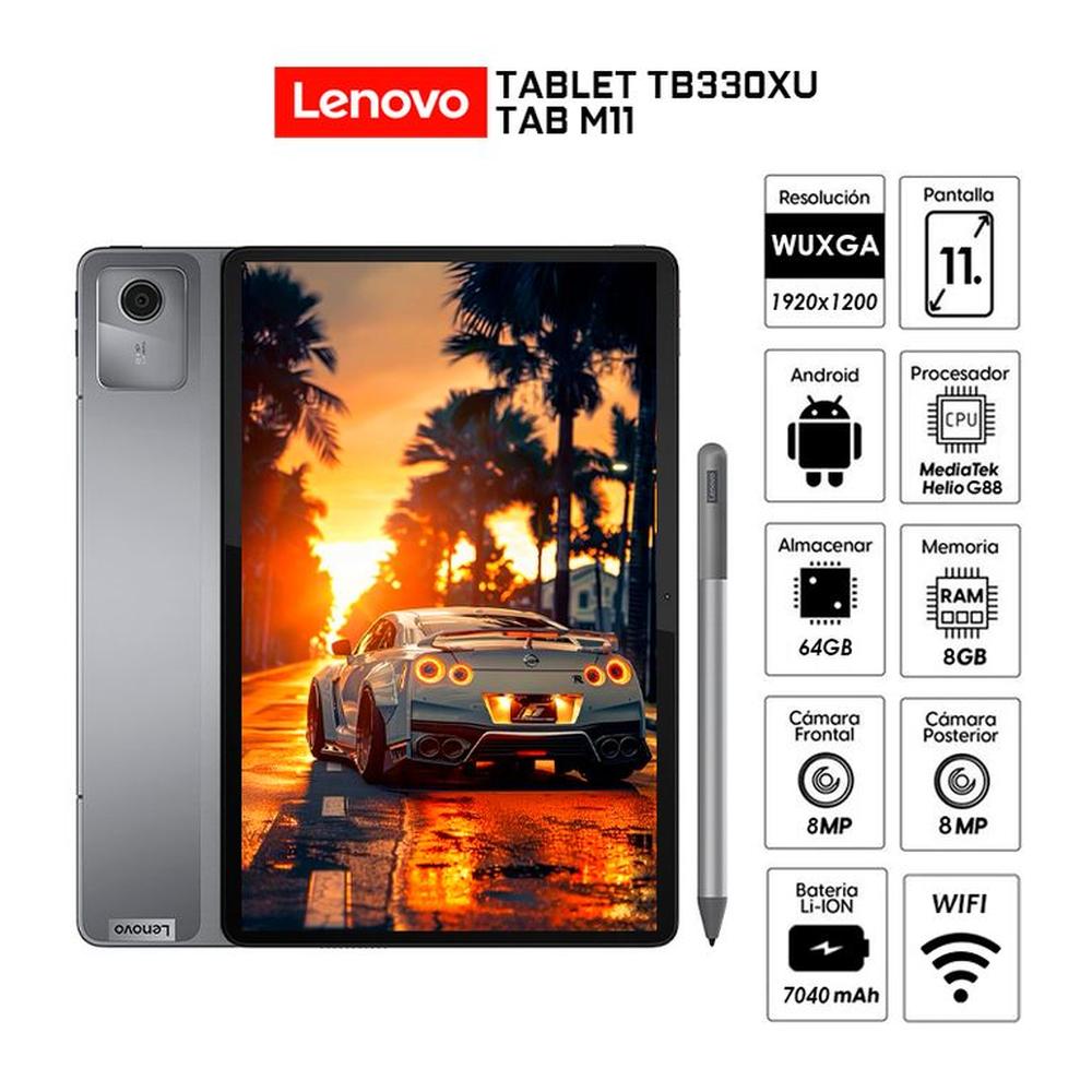 Tablet Lenovo Tab M11 TB330XU - 11” 4G LTE 8Gb-128Gb Lápiz y Funda