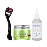 Gel Exfoliante Facial + Derma Roller + Serum Acido Hialuronico