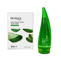 Mascarilla Facial de Aloe Vera Bioaqua + Gel Aloe Vera Wokali