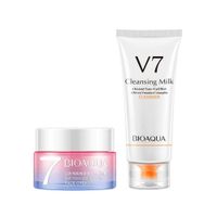 Crema Facial Aclaradora+Limpiador Facial de Leche V7 Bioaqua