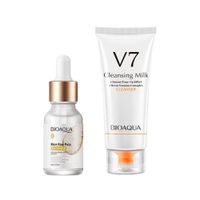 Serum Facial de Arroz + Limpiador Facial de Leche V7 Bioaqua.