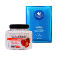 Exfoliante Corporal de Fresa +Mascarilla Facial Acido Hialuronico