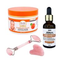 Exfoliante Facial Albaricoque + Serum Vitamina C12 + Rodillo
