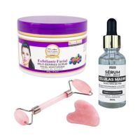 Exfoliante Facial Frutos Bosque + Serum Células Madre + Rodillo