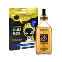 Suero Facial Antiarrugas 24k Oro + Mascarilla Negra Hidratante