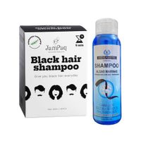 Shampoo Capilar Cubre Canas negro + Shampoo Algas Marinas