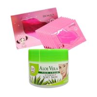 Crema Facial de aloe vera + Mascarilla labial de Colágeno Rosa