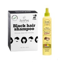 Shampoo Capilar Cubre Canas negro + Spray de Peinar Argán