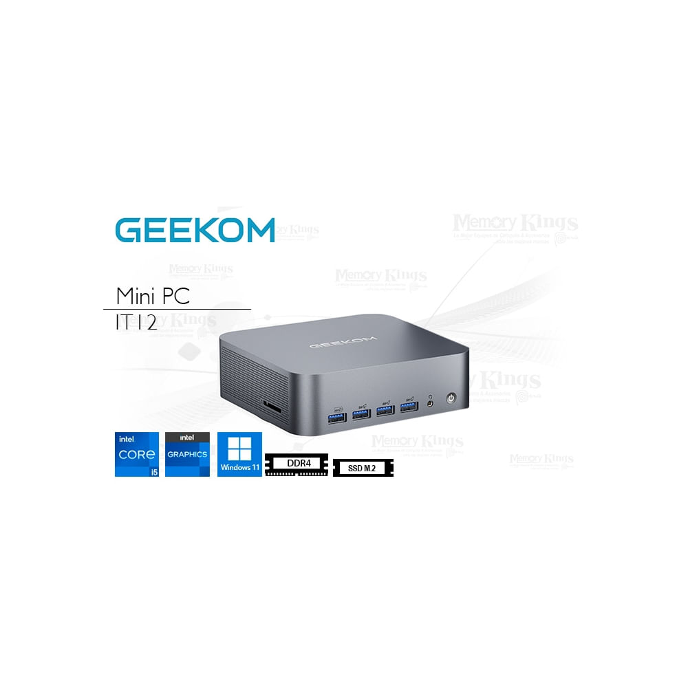 Mini PC GEEKOM iT12, Intel Core i5-12450H, 16GB RAM, 512GB SSD, gráficos UHD, Windows 11 Pro