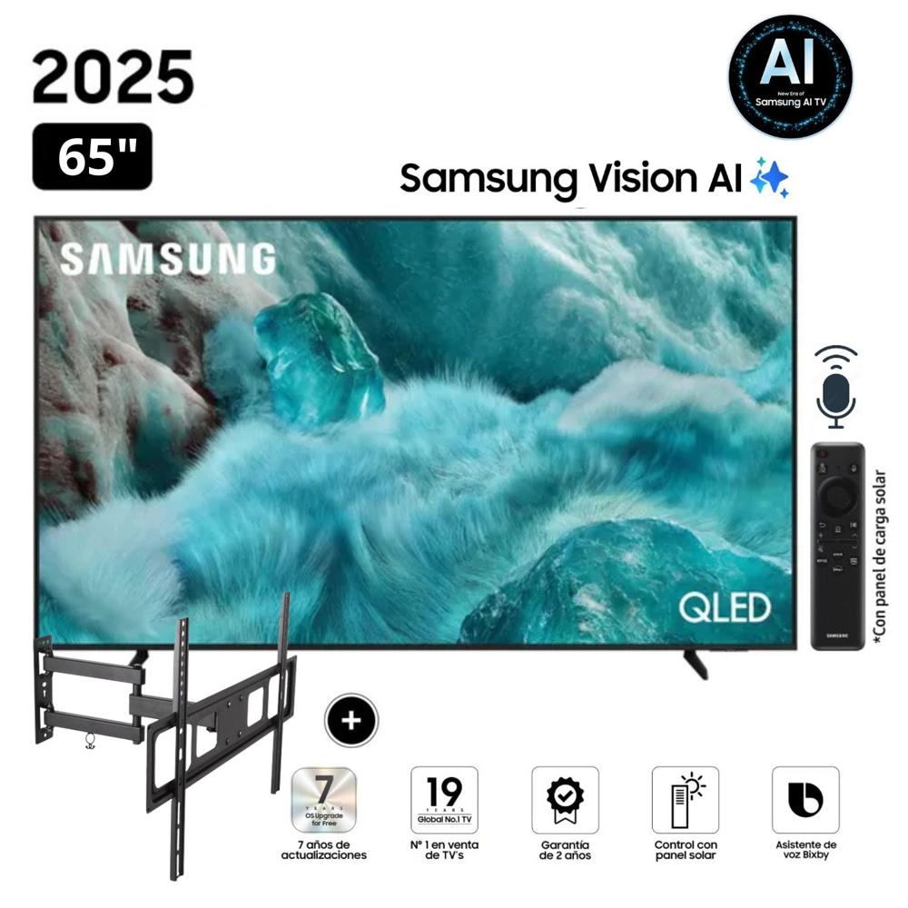 Televisor Samsung QLED 65 Visión AI Smart TV QN65Q7F + Rack Giratorio