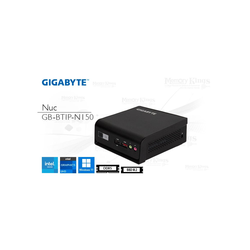 PC Barebone GIGABYTE BRIX Intel N150, 8GB RAM DDR5, 512GB SSD, gráficos Intel UHD, Windows 11 Pro