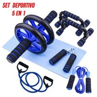 Set Deportivo Rueda 5 en 1 + Push Up + Liga + Grip