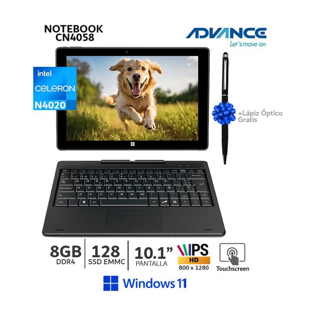 Laptop Advance CN4058 2 en 1 Celeron N4020 8GB/ 128GB 10.1 Pantalla táctil Wind 11+Lapiz Optico