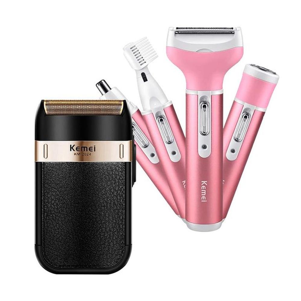 Afeitadora de Barba Negro + Afeitadora Femenina 4 en 1