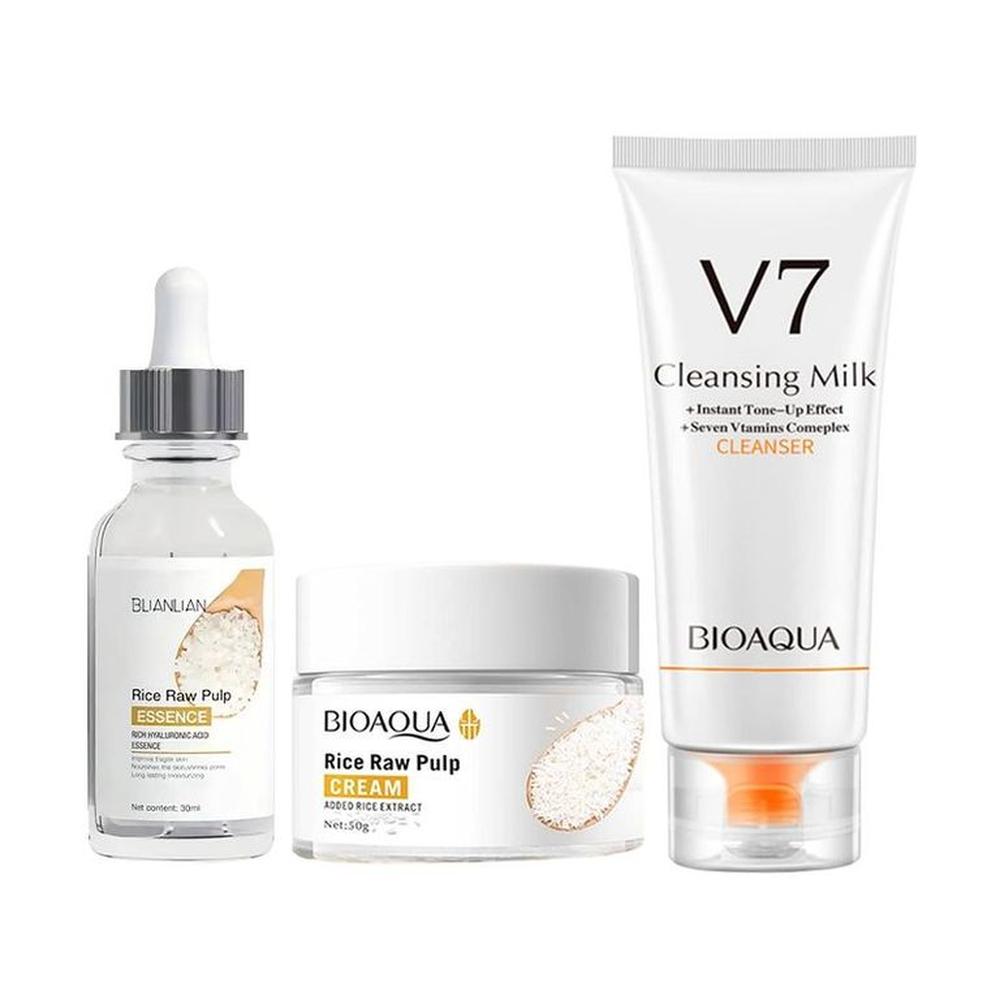 Crema Facial de Arroz + Serum de Arroz + Limpiador Facial v7