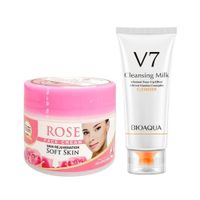 Crema facial extracto Rosa + Crema Limpiador Facial de Leche