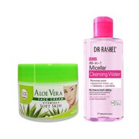 Crema Facial de aloe vera + Agua Limpiadora Micelar Rosa