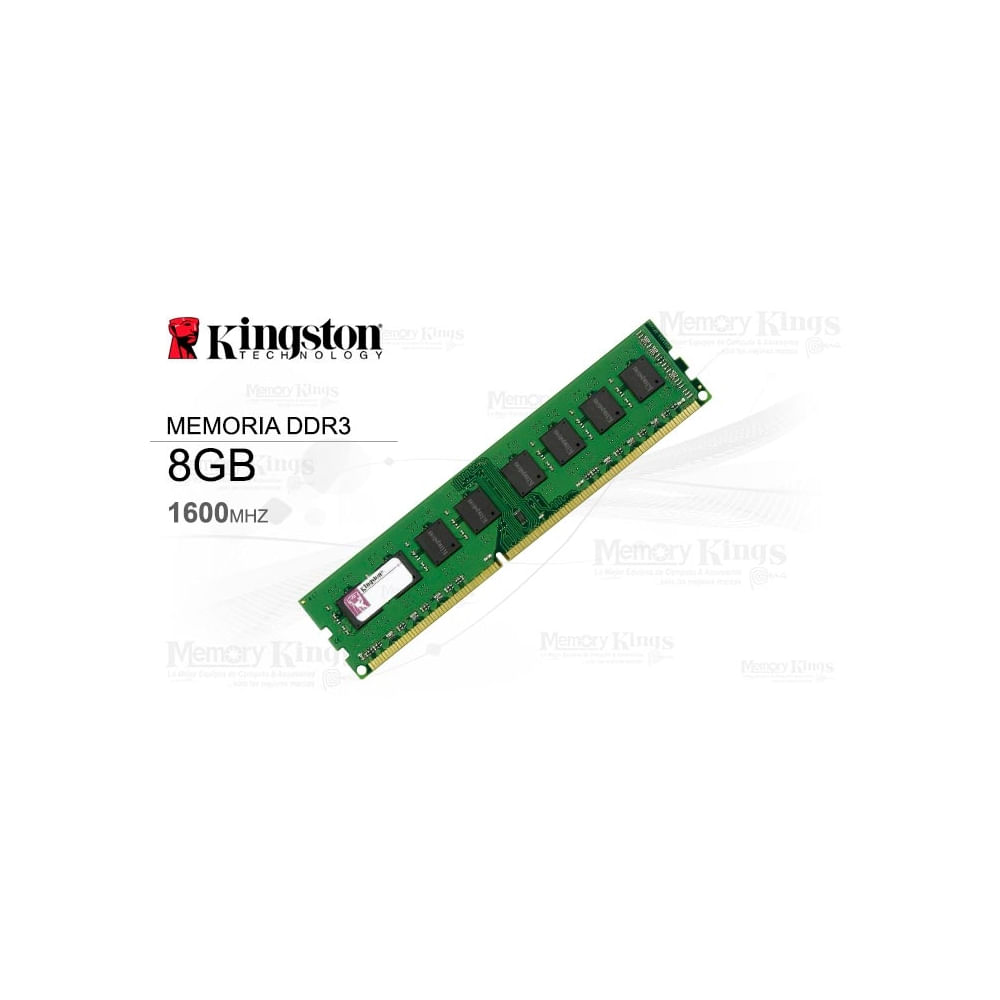 Memoria RAM Kingston 8GB DDR3 1600MHz CL11 240-Pin, ideal para mejorar el rendimiento de tu PC