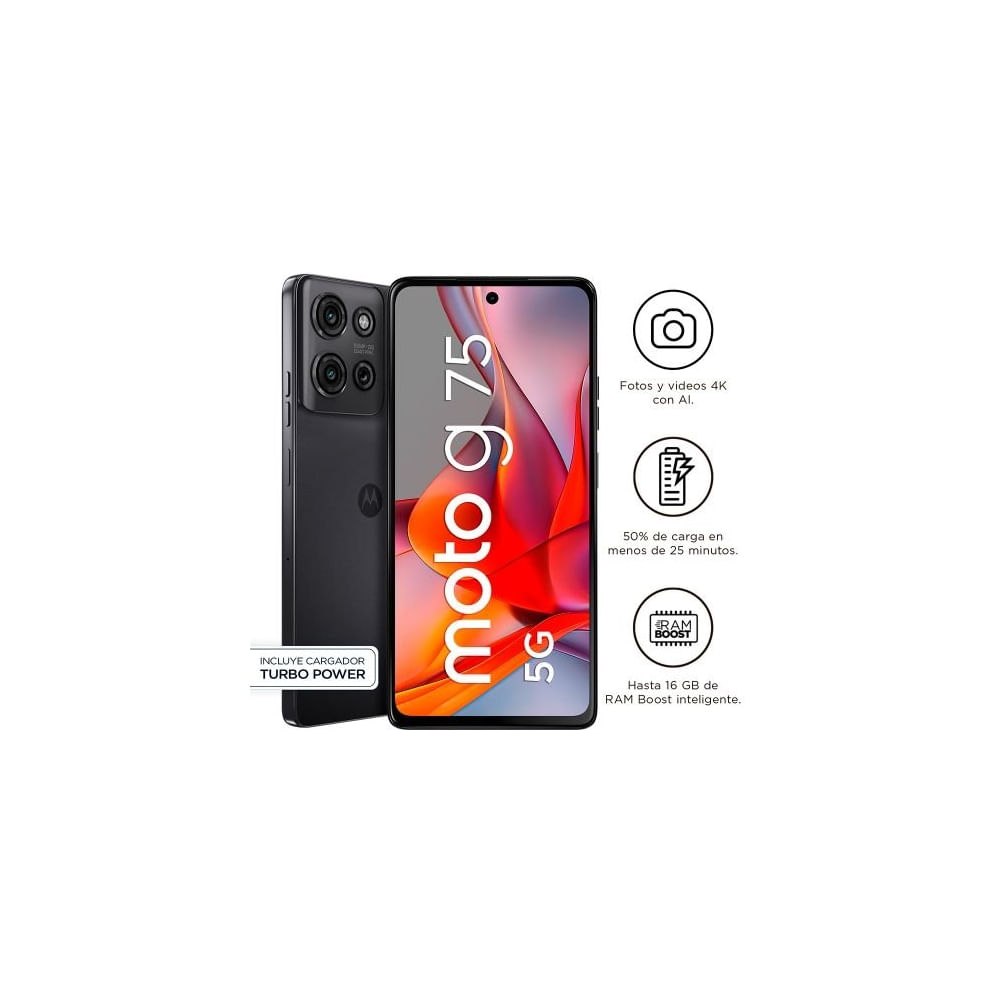 Smartphone Motorola moto g75 5G, 256GB, 8GB RAM, 6.8"" Full HD, Gris, Android 14, 5000mAh