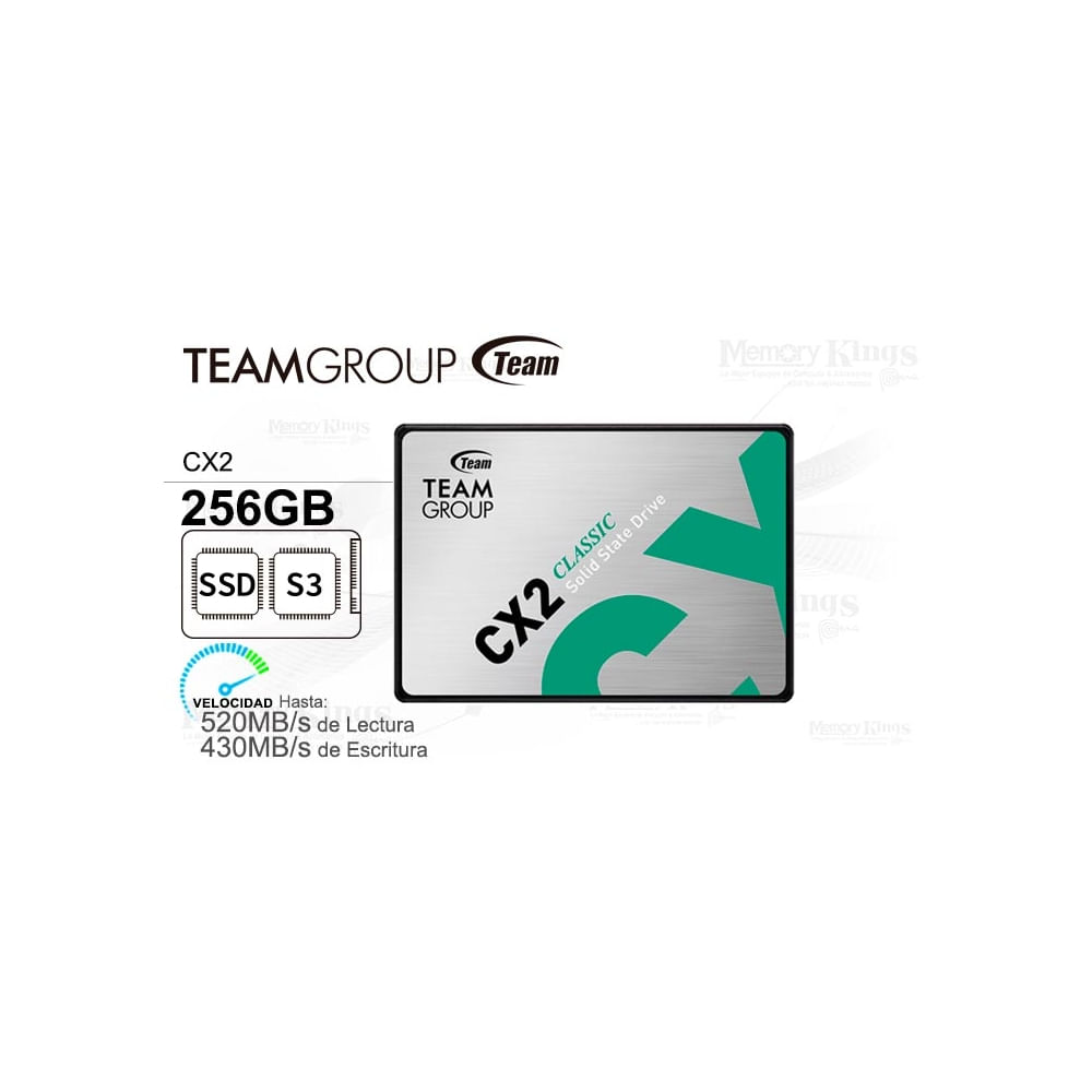 SSD 2.5"" SATA 256GB TeamGroup CX2 - Rápido y confiable para mejorar el rendimiento de tu equipo