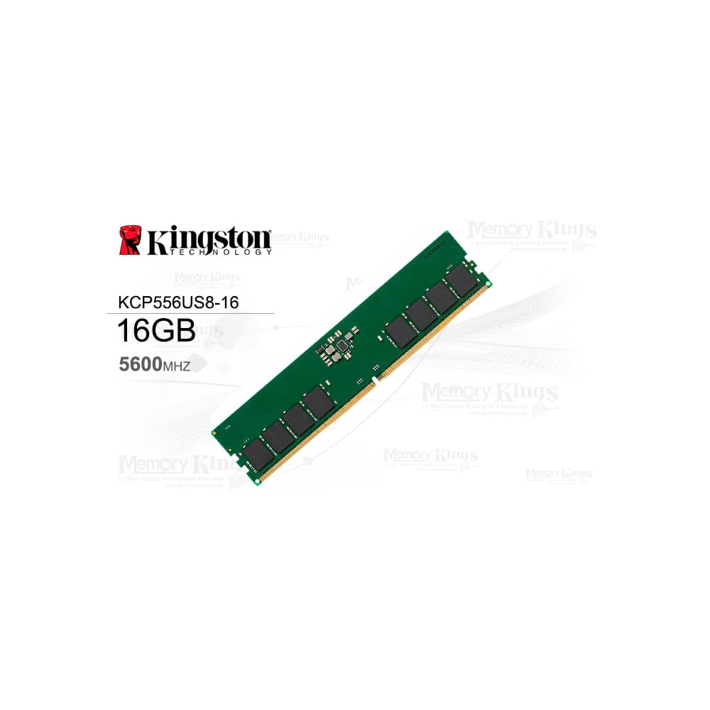 Memoria RAM Kingston 16GB DDR5 5600 MT/s 288-pin, alta velocidad y rendimiento para PC