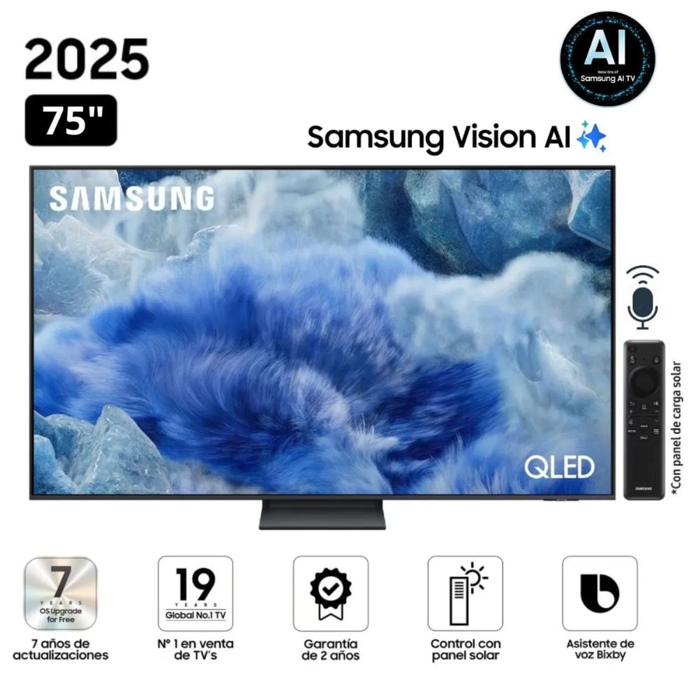 Televisor Samsung QLED 75 pulg Visión AI Smart TV QN75Q8FAAGXPE Nuevo Modelo 2025