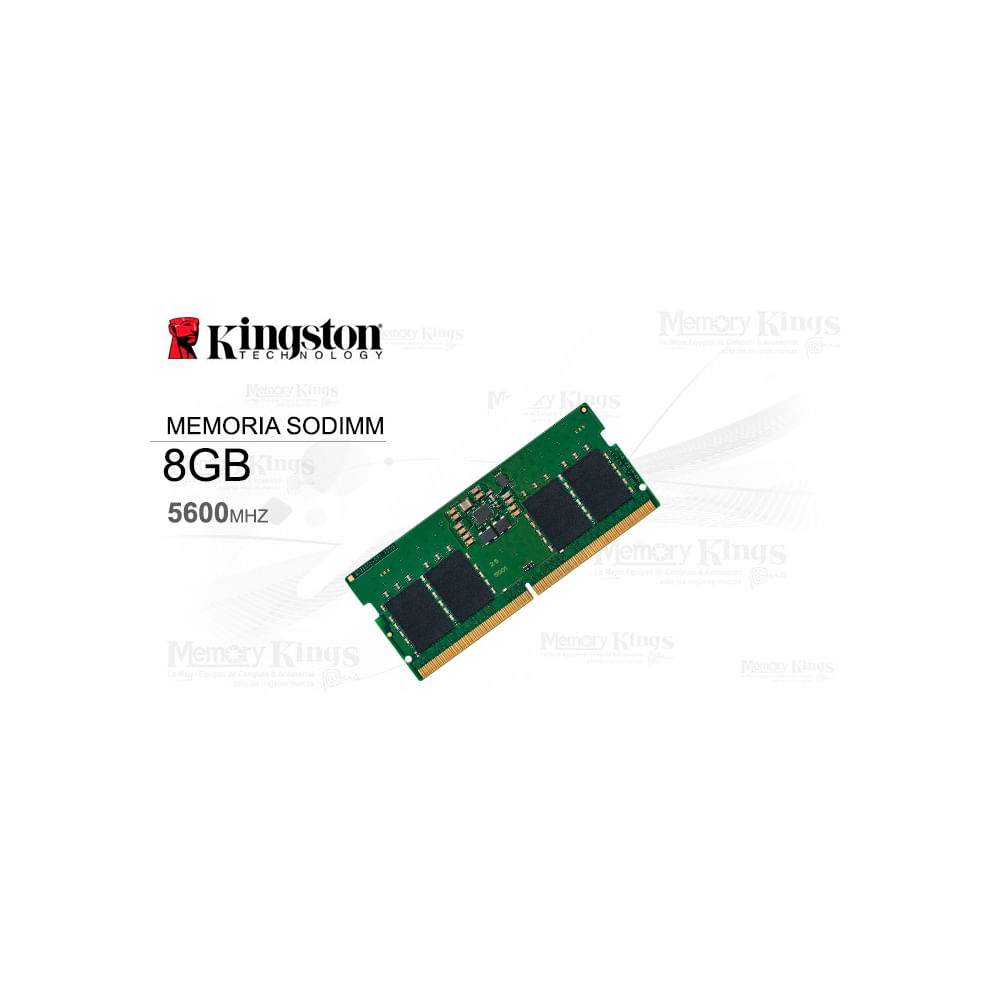 Memoria RAM SODIMM DDR5 Kingston 8GB 5600MHz CL46 para laptops - Alto rendimiento y velocidad