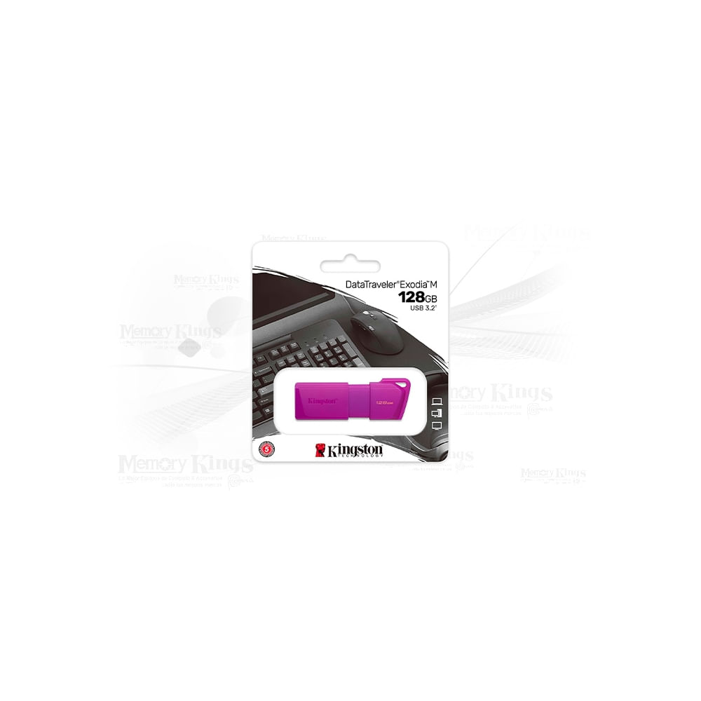 Memoria USB 128GB Kingston Exodia M - Color púrpura neon, rápida y compacta para almacenamiento fác