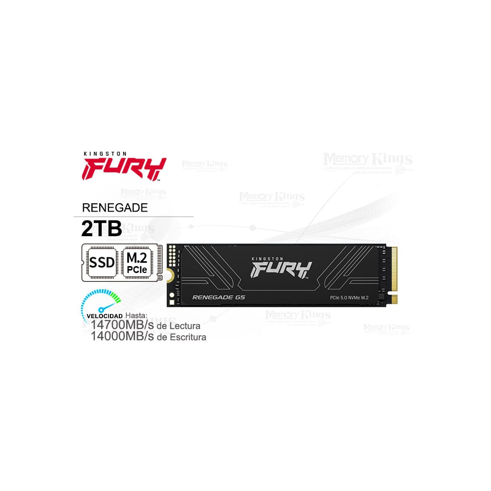 SSD M.2 PCIe 2TB Fury Renegade G5 - Velocidad PCIe 5.0 para gaming y alto rendimiento
