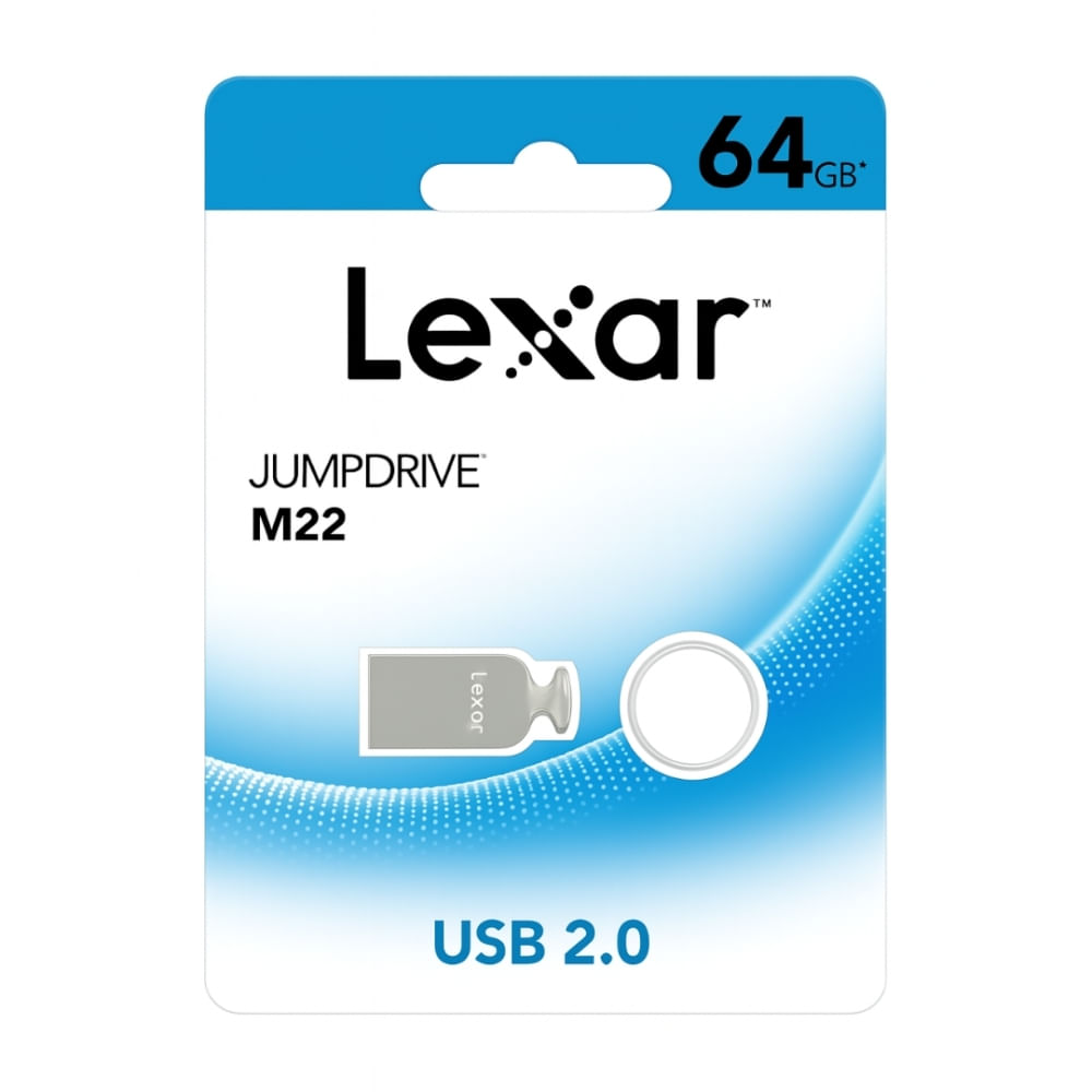 Memoria USB Lexar M22 de 64GB en metal resistente, ideal para almacenamiento rápido y seguro