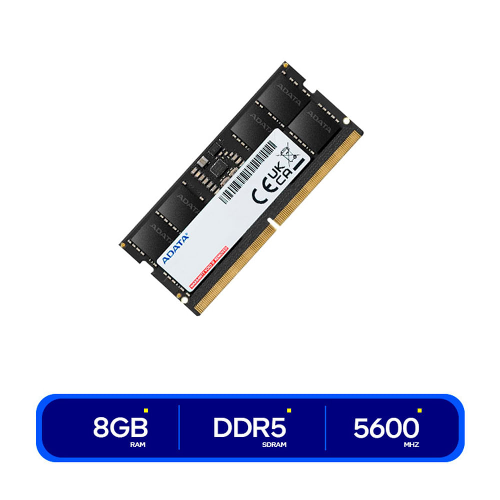 Módulo RAM Adata 8GB DDR5-5600 para PC de Escritorio, SoDIMM con ECC, 262-pin y Garantía Vitalicia