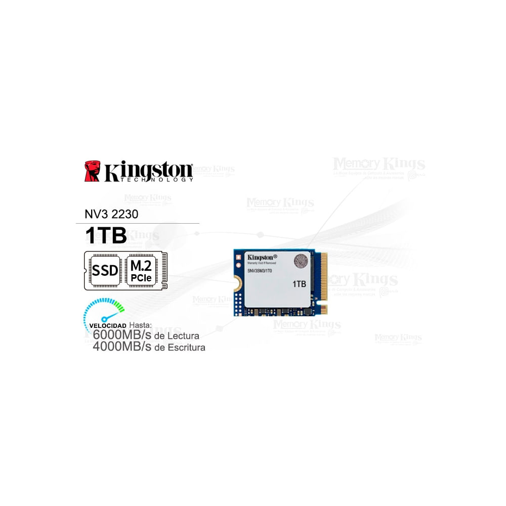 SSD M.2 PCIe 1TB Kingston NV3 de alta velocidad, compacto y eficiente para tu PC o laptop