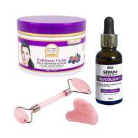 Exfoliante Facial Frutos Bosque + Serum Aclarante + Rodillo