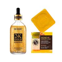 Suero Facial Antiarrugas 24k Oro + Jabón Natural de Miel