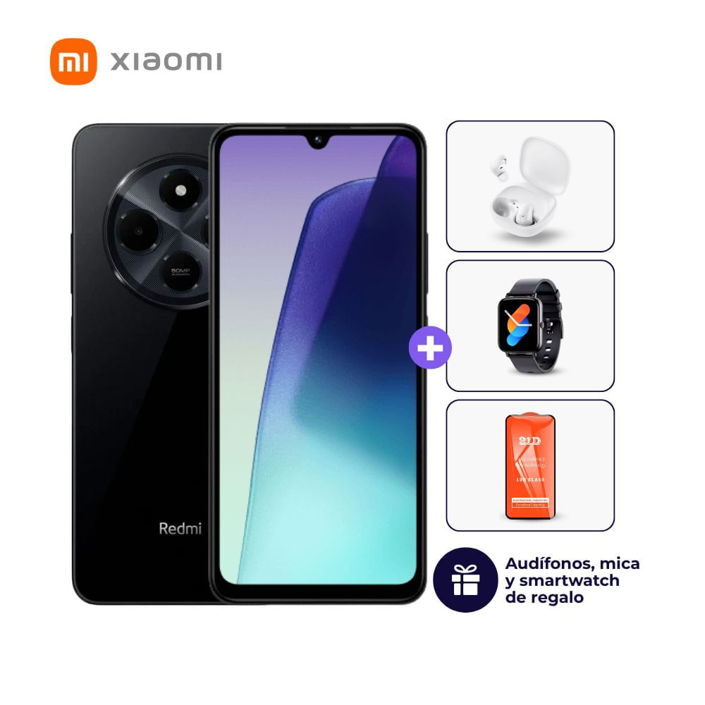 Xiaomi Redmi 14C 128GB 4GB Negro + Smartwatch + Audífonos + Mica