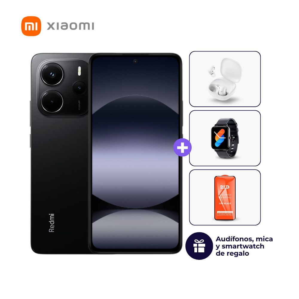 Xiaomi Redmi Note 14 4G 256GB 8GB Negro medianoche + Smartwatch + Audífonos + Mica