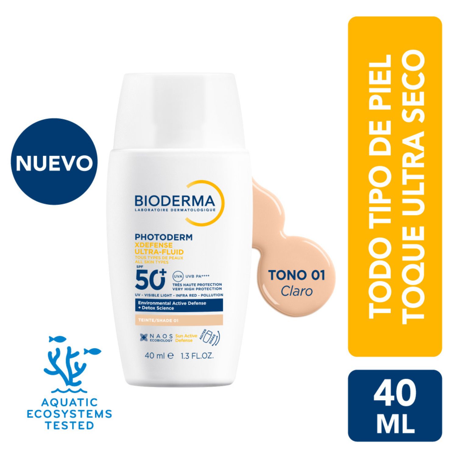 Bloqueador Bioderma Photoderm Xdefense Ultrafluid Spf50+ Tono 01