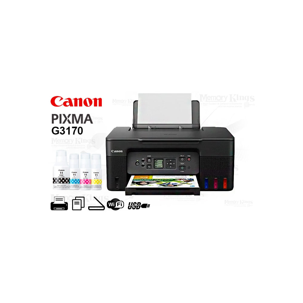 Impresora Canon Pixma G3170 WiFi y USB, Compacta, Multifunional, Ideal para Oficina y Hogar