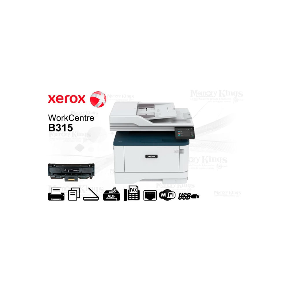 Impresora láser multifuncional Xerox B315 con ADF, ideal para oficina, compacta y eficiente