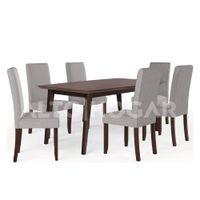 Juego de Comedor 6 Sillas Aria Gris Claro Madera Tornillo