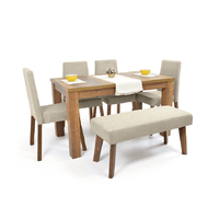 Juego De Comedor Tracy Beige 6 Asientos Madera Tornillo