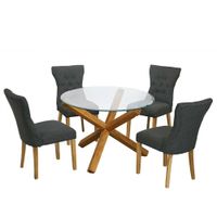 Juego de Comedor 4 Sillas Naomy Negro Madera Tornillo