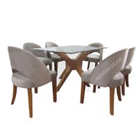 Juego de Comedor 6 Sillas Zamira Gris Madera Tornillo